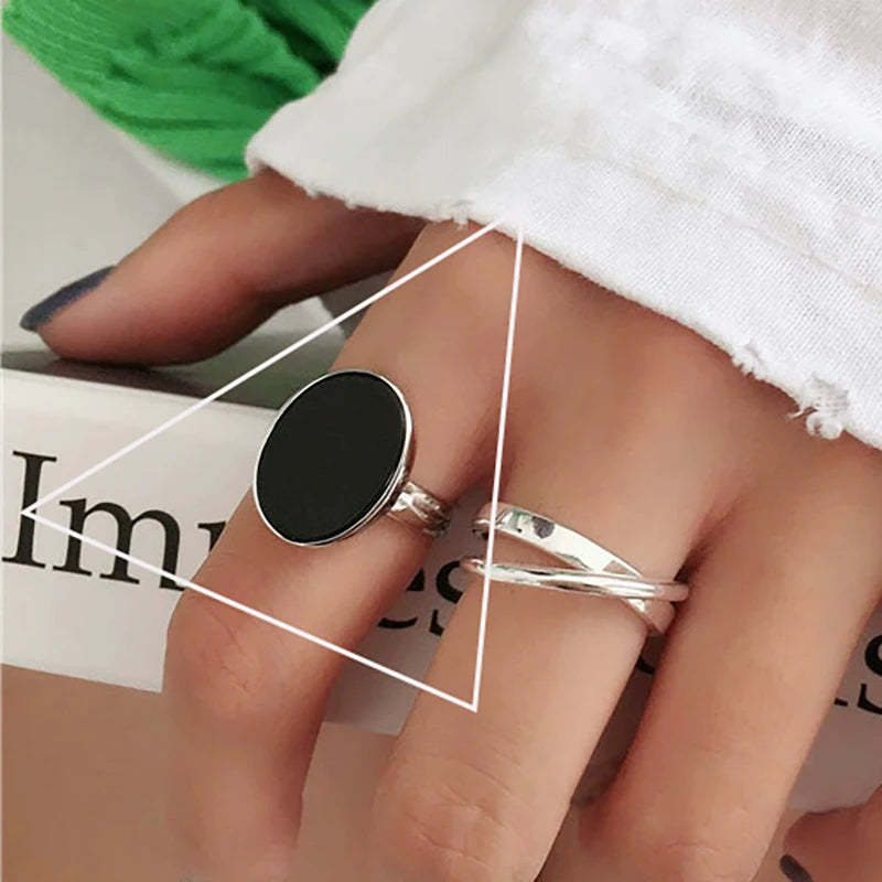 Punk Hollow Line Sterling Silver Ringtable  Jewelry