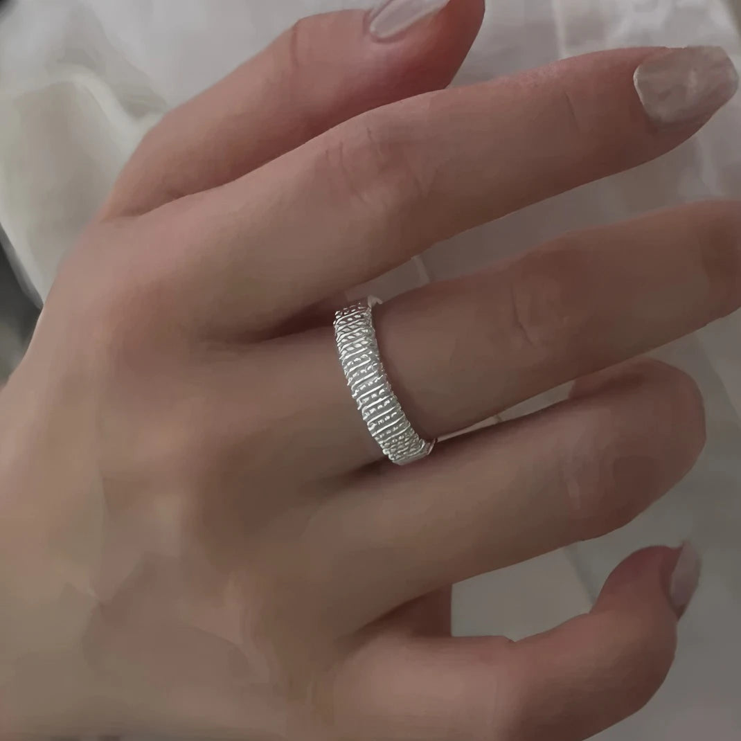 Korean Style Silver Heart Stackable Ring