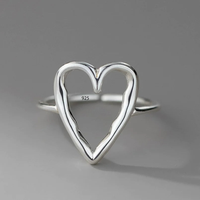 Korean Style Silver Heart Stackable Ring