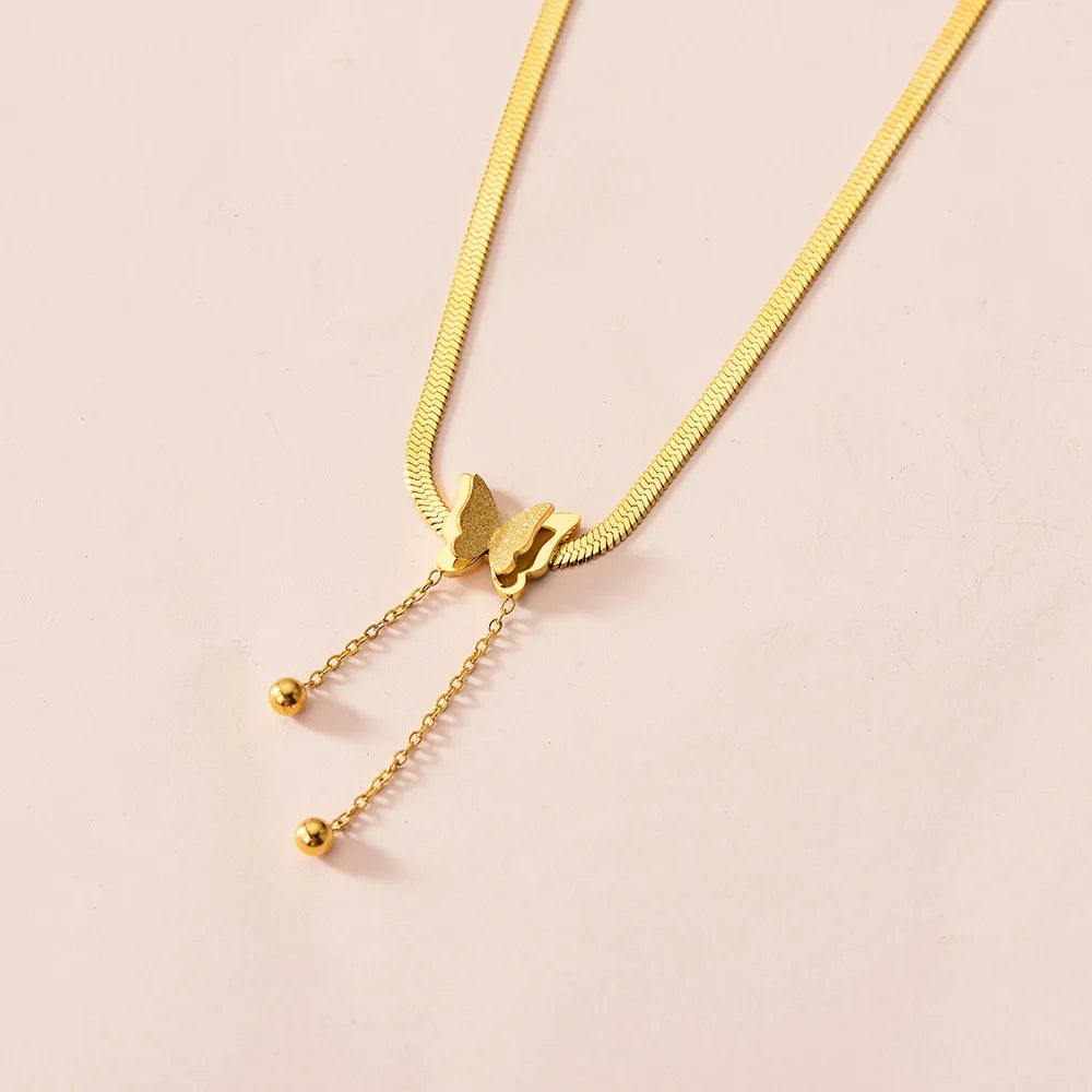 Vintage Gold Butterfly Snake Chain Choker