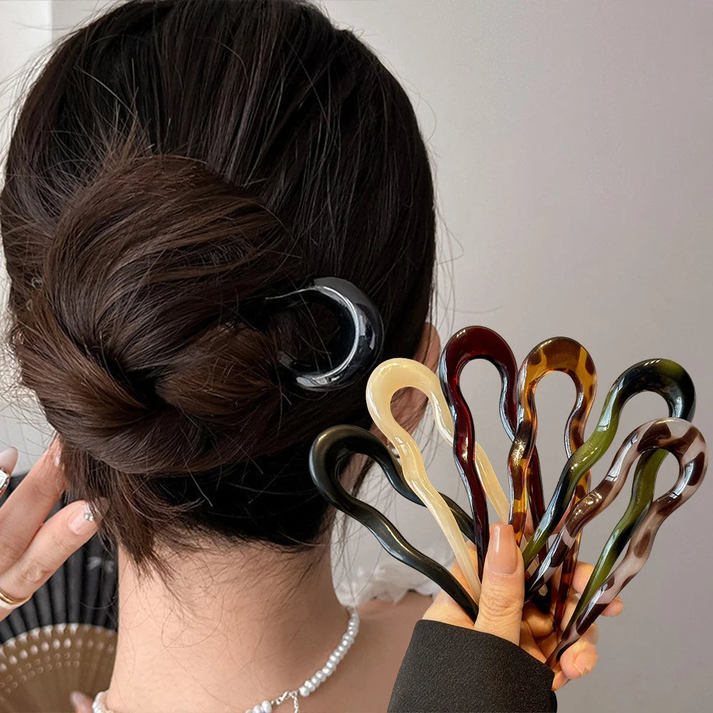 Elegant Tortoiseshell U-Shaped Hair Fork