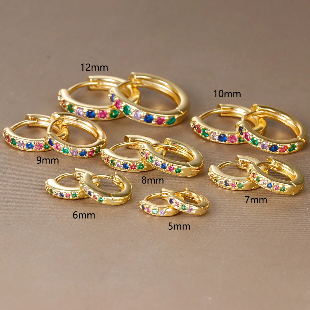 Small Gold Hoop Earrings with Crystals