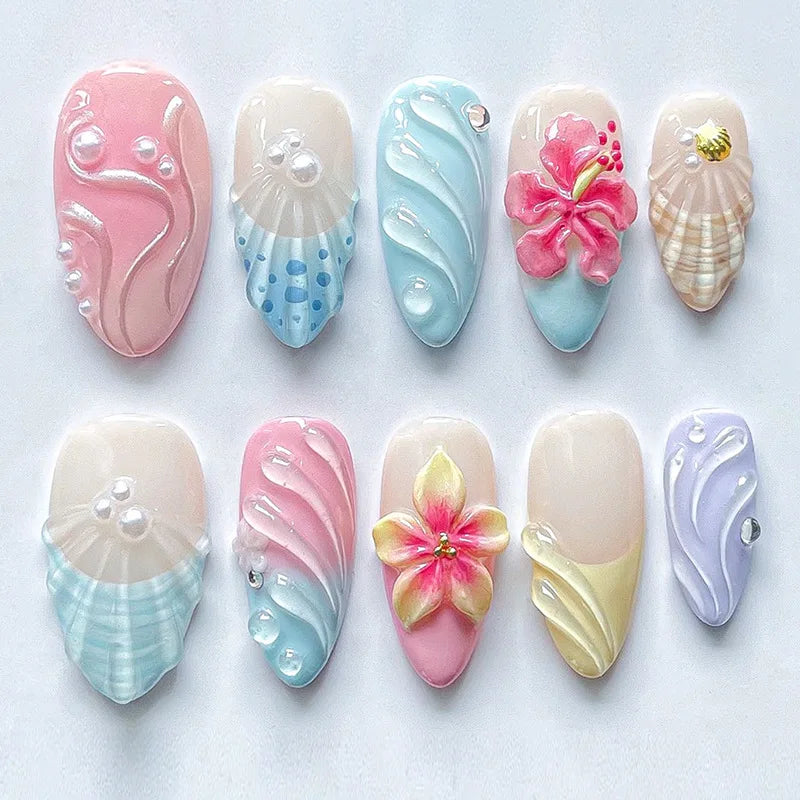 Blue French Pearl Nail Set