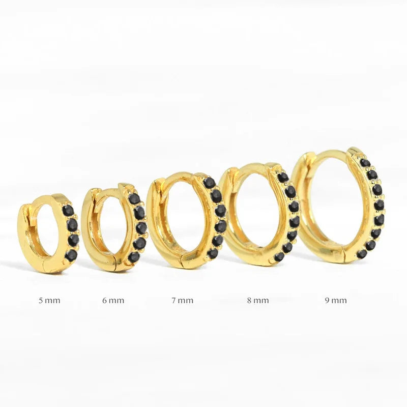 Small Gold Hoop Earrings with Crystals