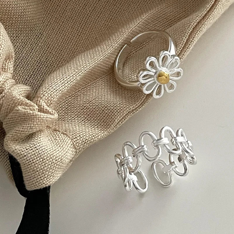 Punk Hollow Line Sterling Silver Ringtable  Jewelry