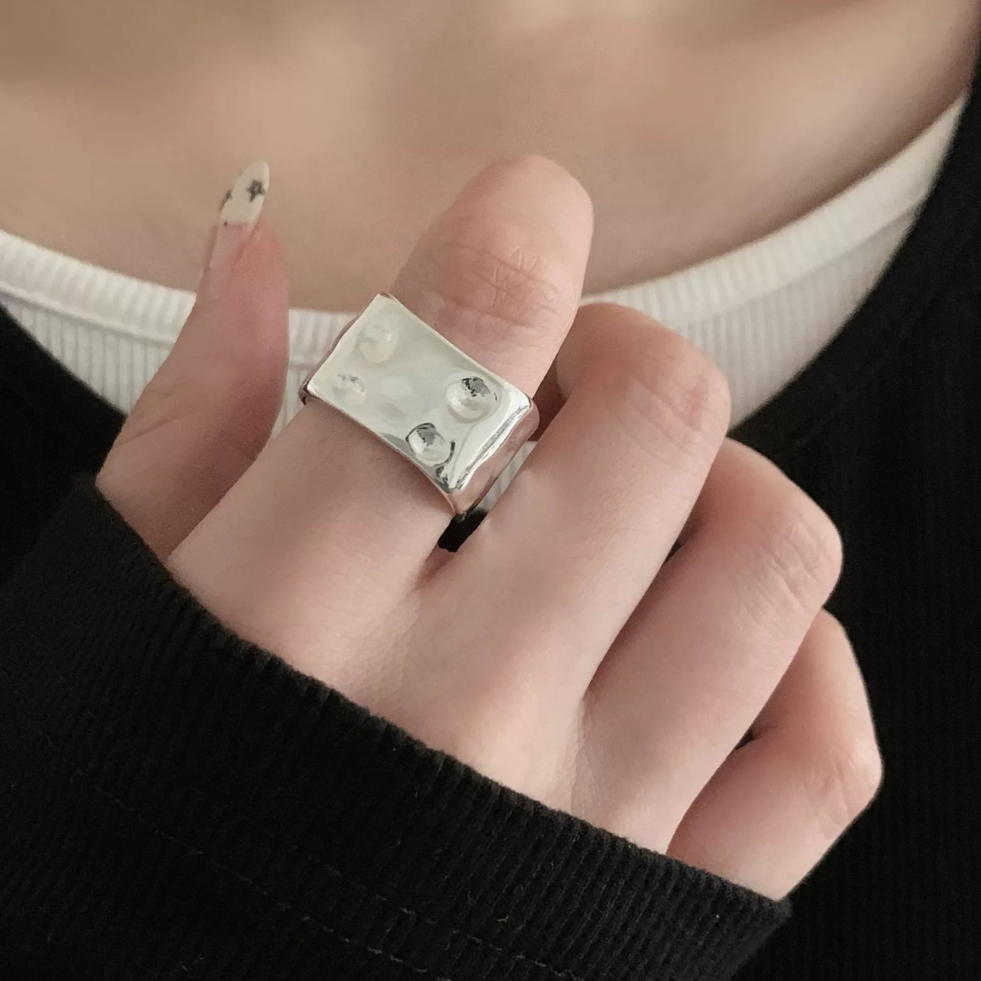 Korean Style Silver Heart Stackable Ring