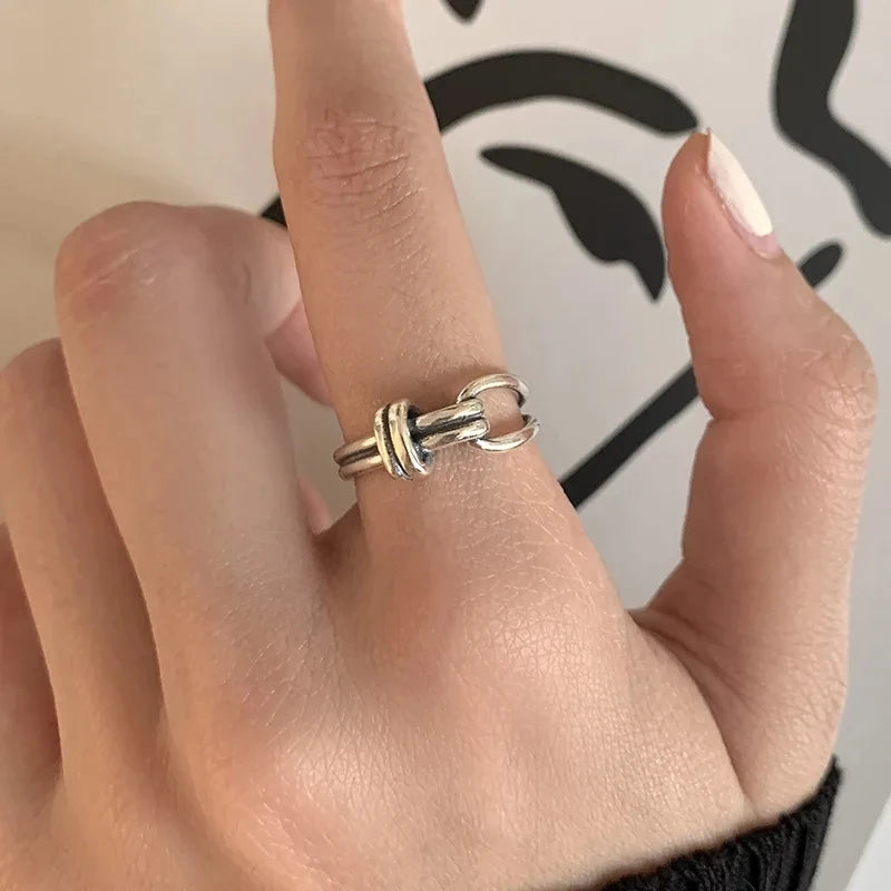 Punk Hollow Line Sterling Silver Ringtable  Jewelry