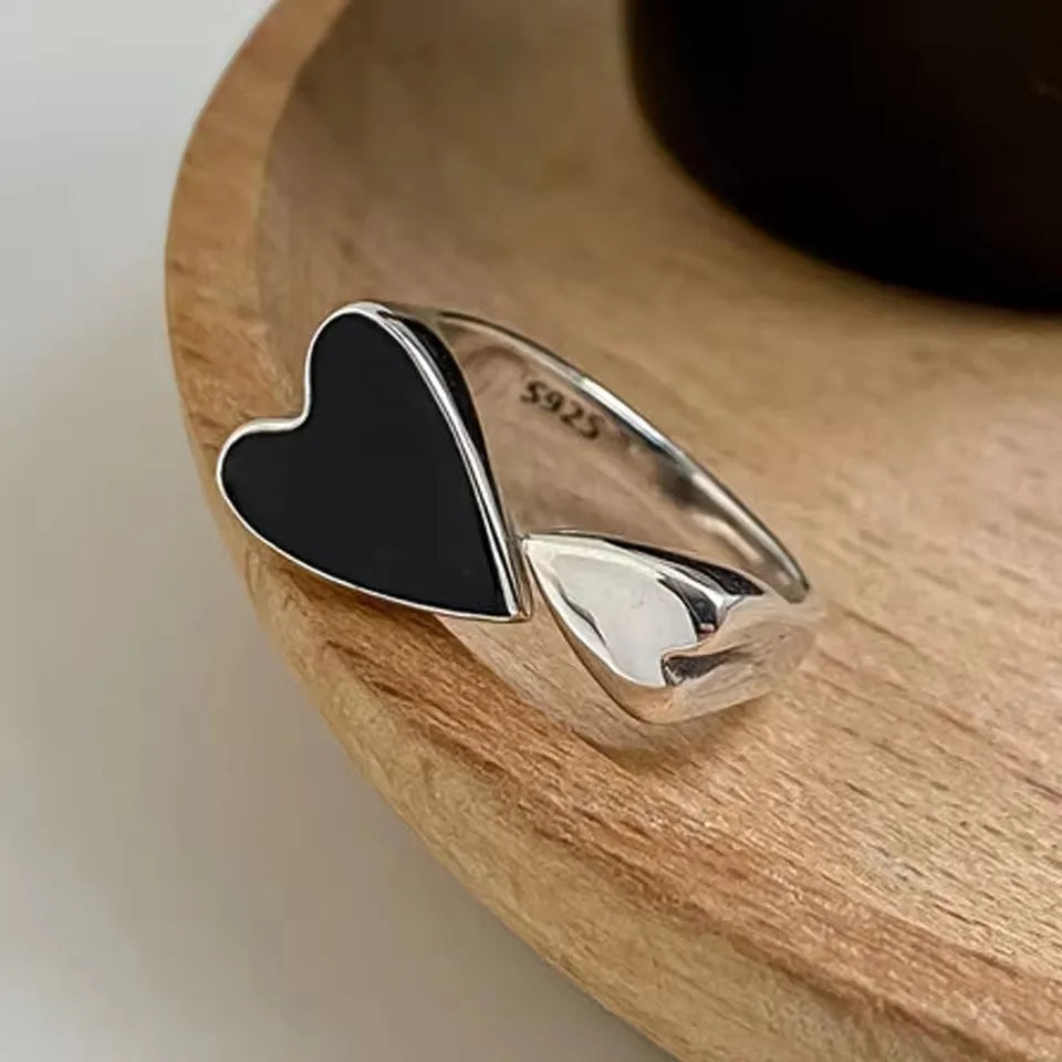 Korean Style Silver Heart Stackable Ring