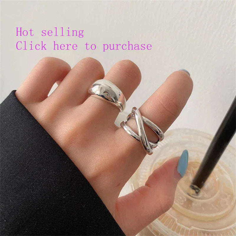Punk Hollow Line Sterling Silver Ringtable  Jewelry