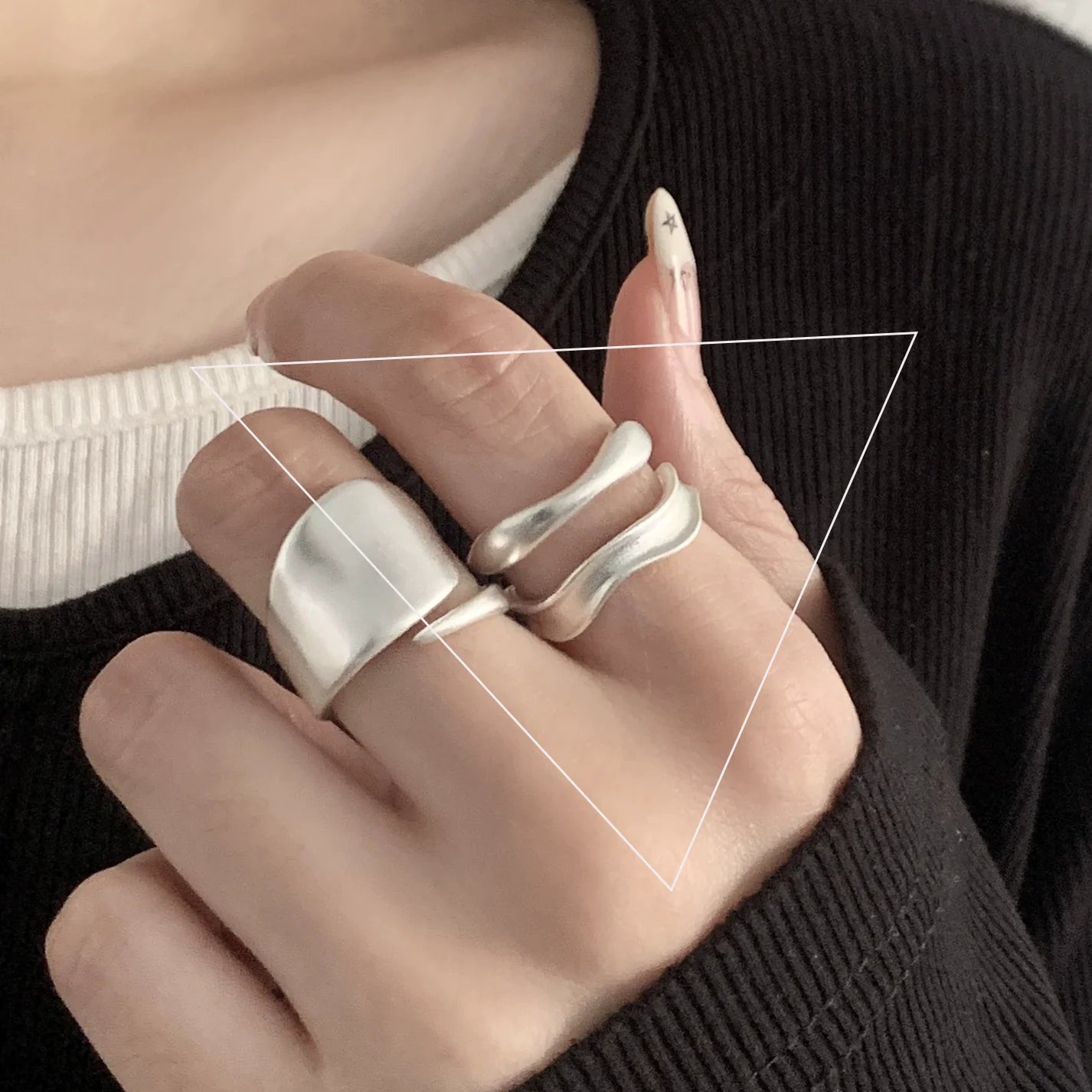 Punk Hollow Line Sterling Silver Ringtable  Jewelry