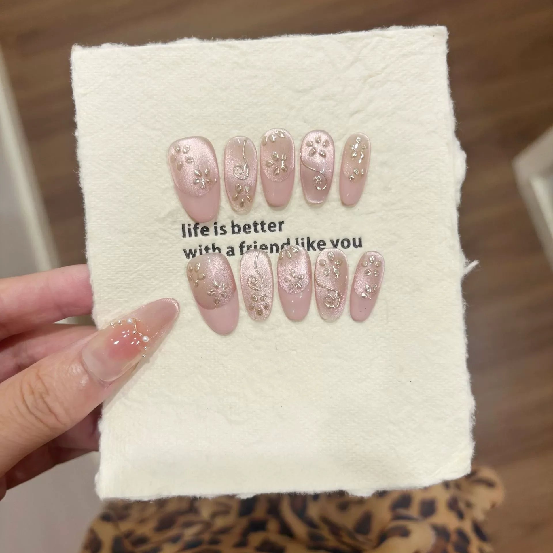Light Blue Bow Press-On Nails