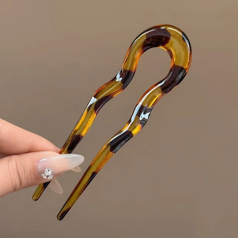 Elegant Tortoiseshell U-Shaped Hair Fork