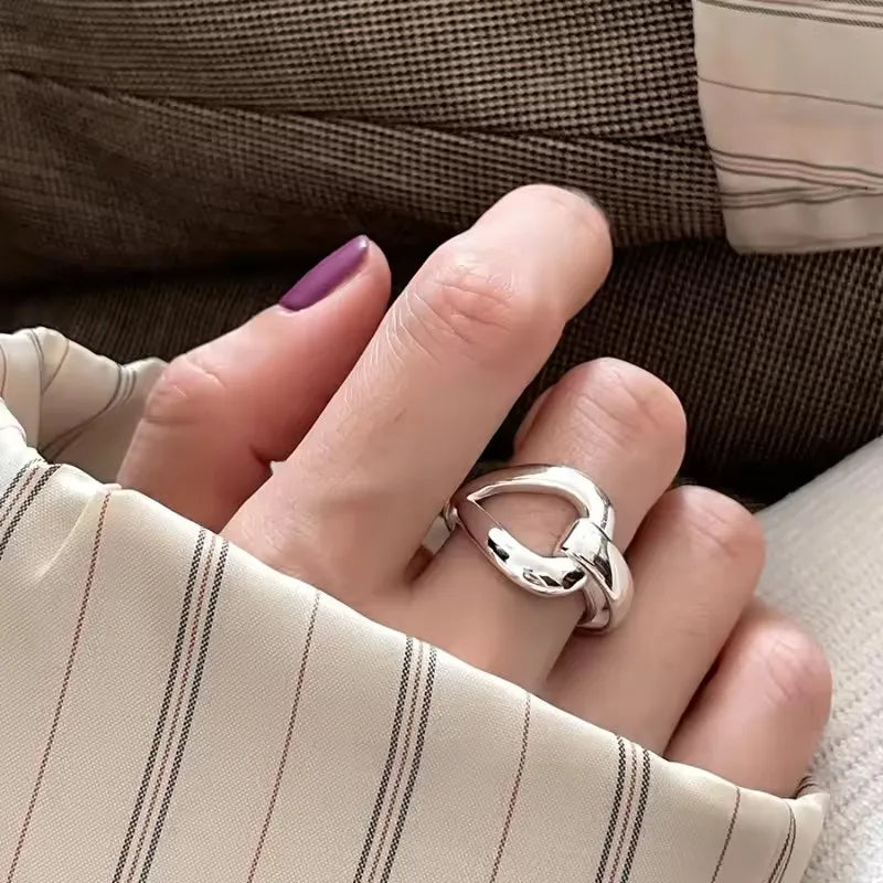 Punk Hollow Line Sterling Silver Ringtable  Jewelry