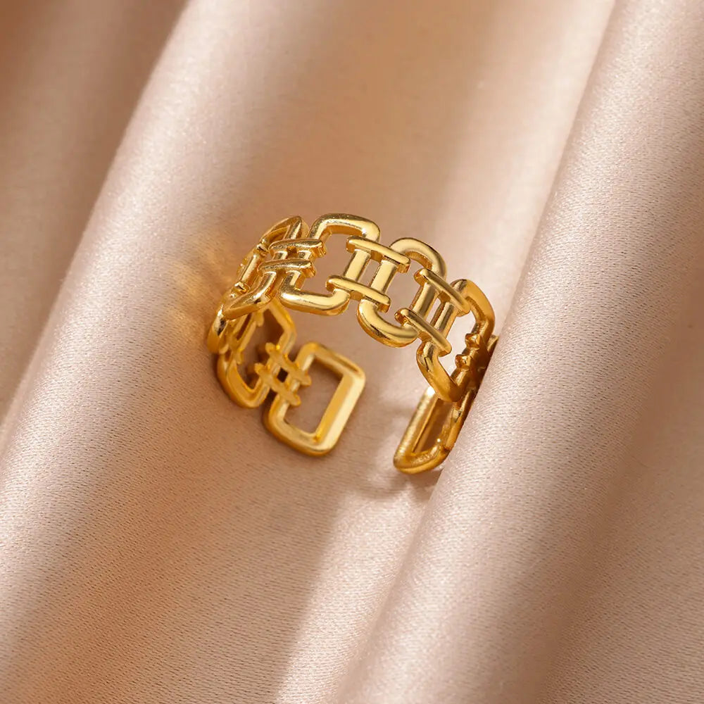 Chunky Geometric Stainless Steel Ring