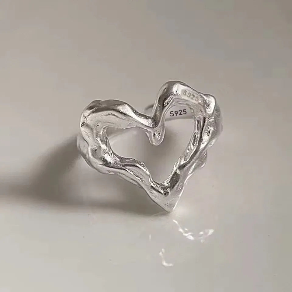 Korean Style Silver Heart Stackable Ring