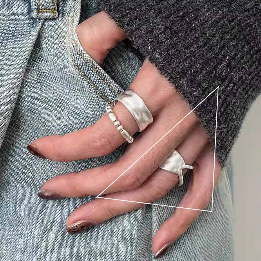 Punk Hollow Line Sterling Silver Ringtable  Jewelry
