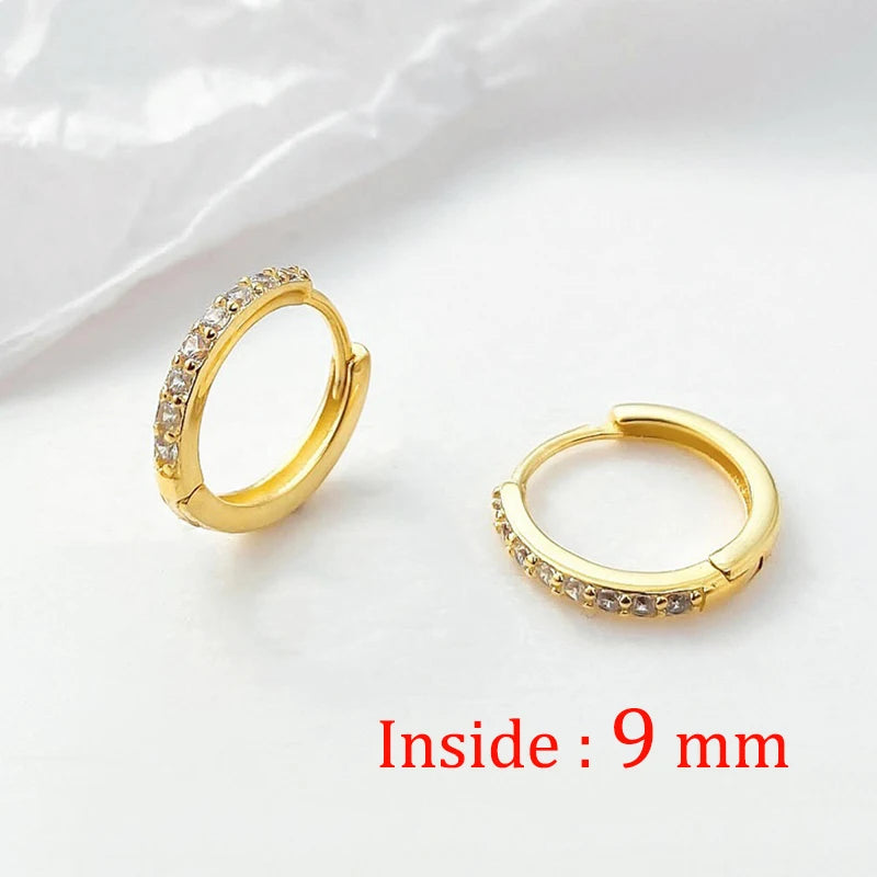 Small Gold Hoop Earrings with Crystals