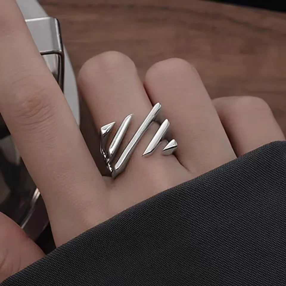 Punk Hollow Line Sterling Silver Ringtable  Jewelry