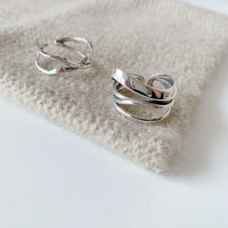 Punk Hollow Line Sterling Silver Ringtable  Jewelry