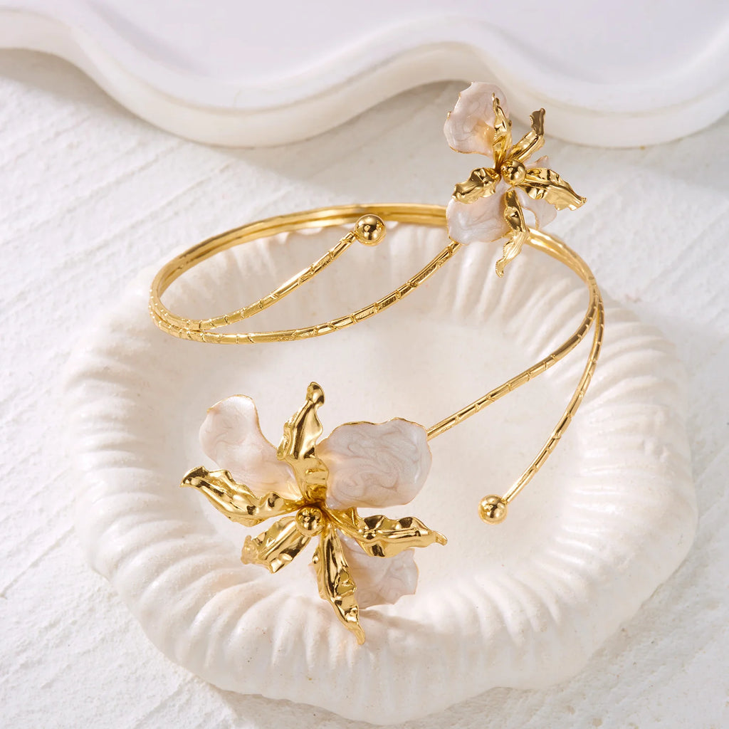 Boho Enamel Flower Open Armlet