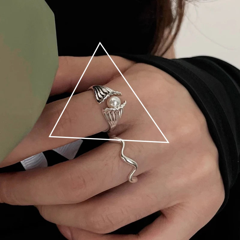 Punk Hollow Line Sterling Silver Ringtable  Jewelry