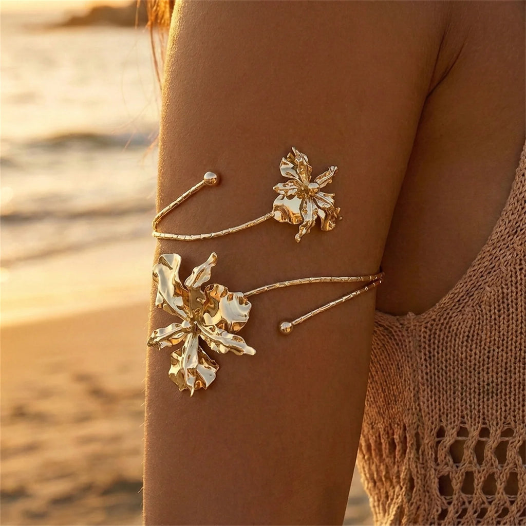Boho Enamel Flower Open Armlet