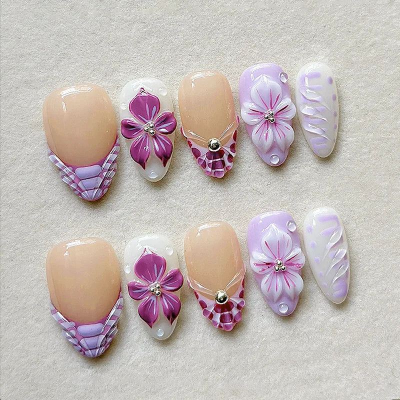 Blue French Pearl Nail Set