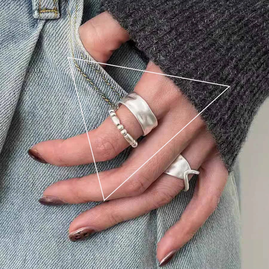 Punk Hollow Line Sterling Silver Ringtable  Jewelry