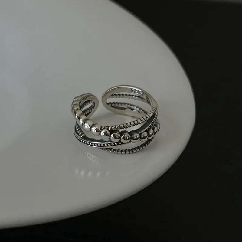 Punk Hollow Line Sterling Silver Ringtable  Jewelry