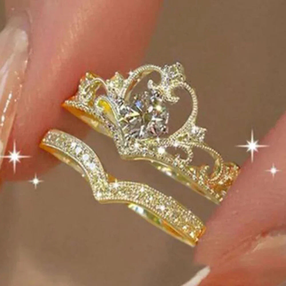 Fairy Sparkling Crown Ring Set