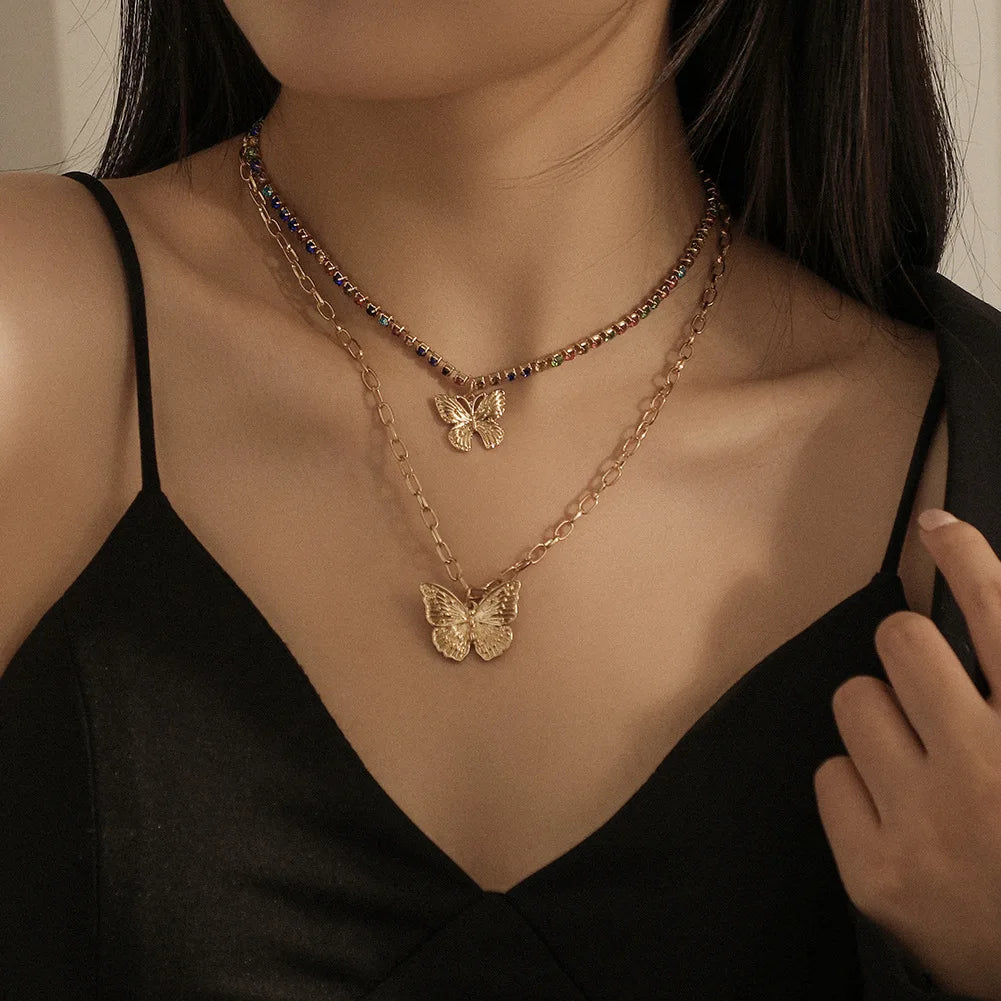 Vintage Gold Butterfly Snake Chain Choker
