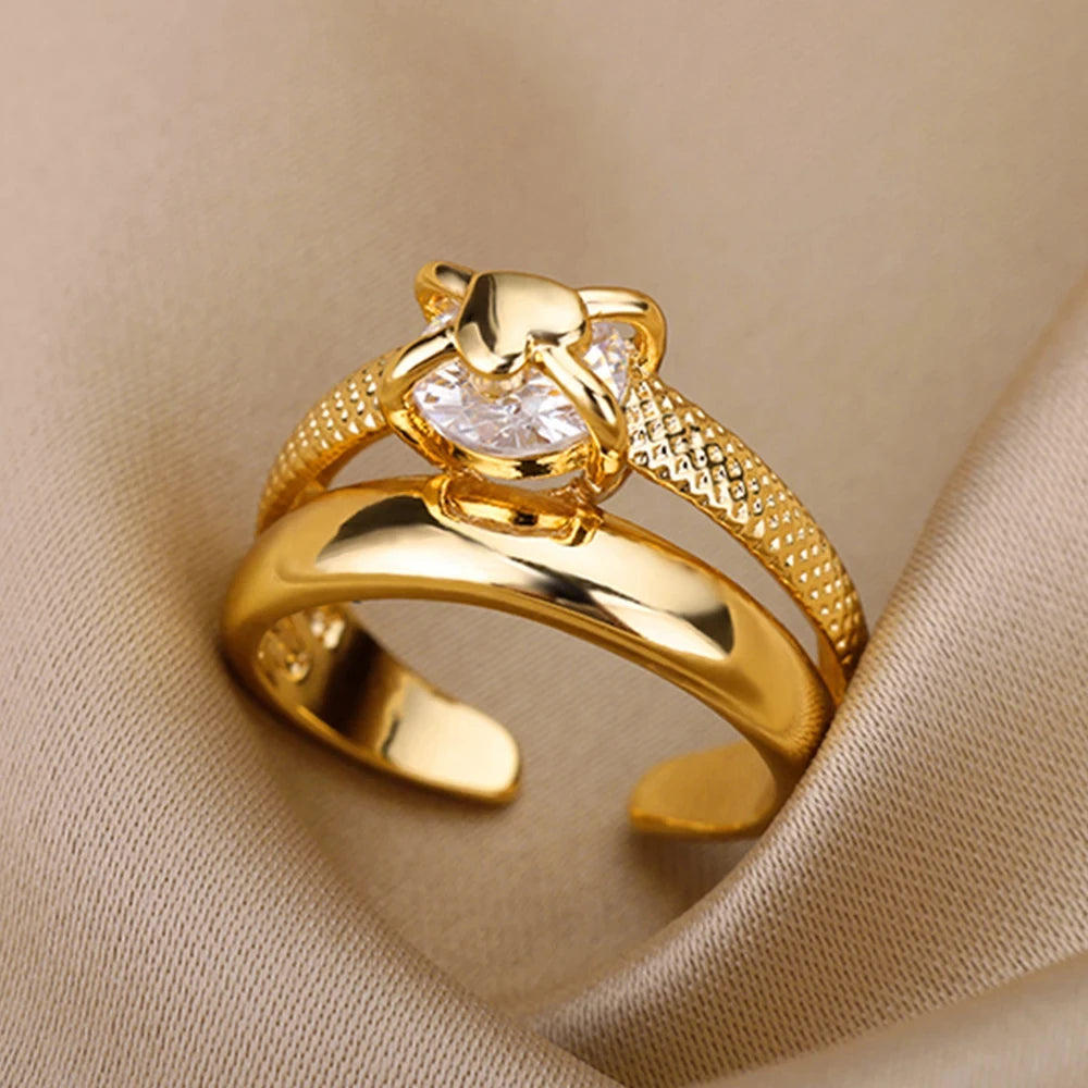 Luxury Zircon Evil Eye Adjustable Ring