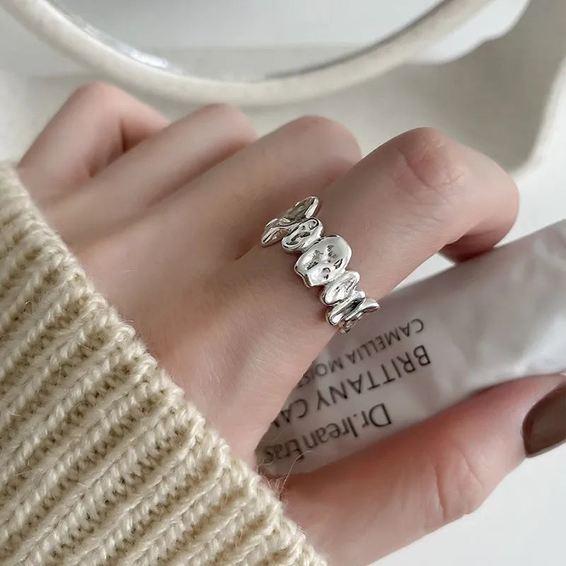Punk Hollow Line Sterling Silver Ringtable  Jewelry