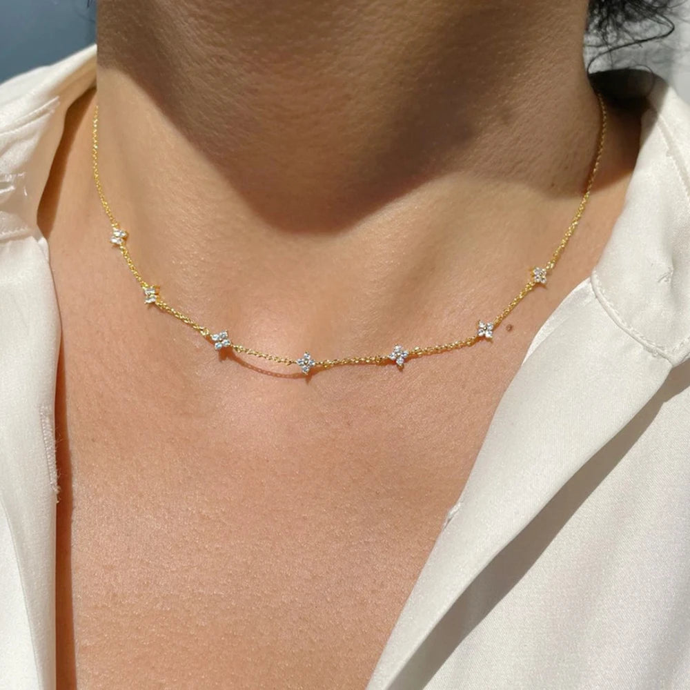 Trendy Leaf Zircon Necklace – Elegant Women’s Chain Jewelry
