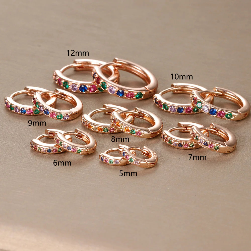Small Gold Hoop Earrings with Crystals