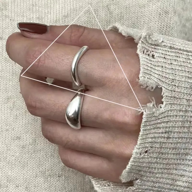 Punk Hollow Line Sterling Silver Ringtable  Jewelry