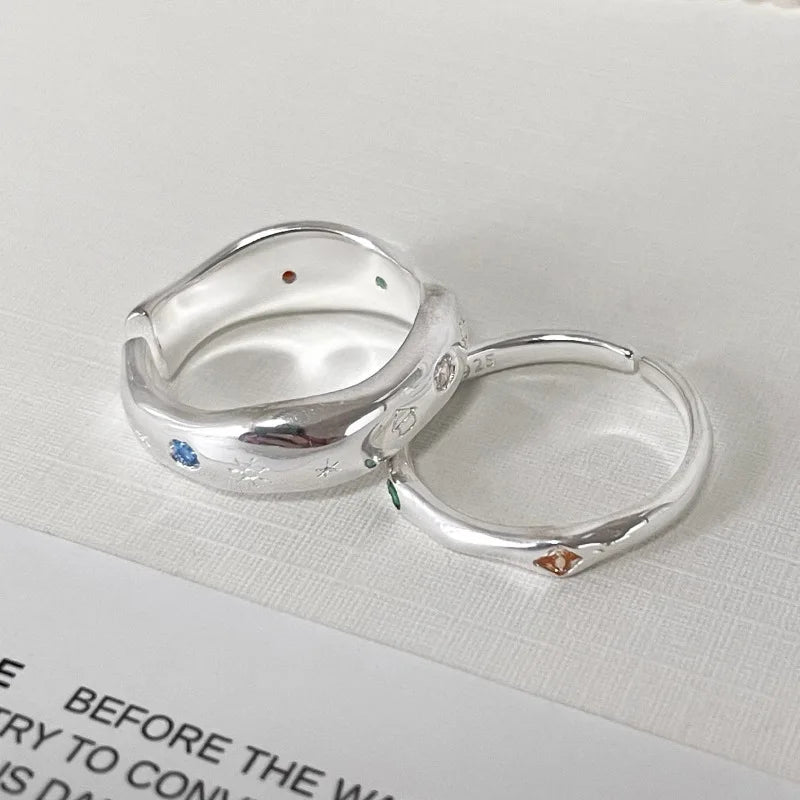 Punk Hollow Line Sterling Silver Ringtable  Jewelry