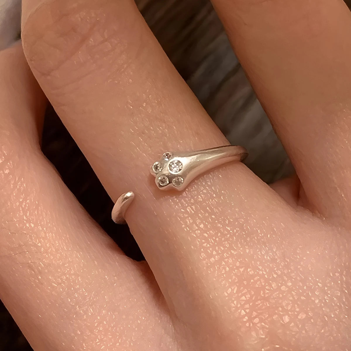 Korean Style Silver Heart Stackable Ring