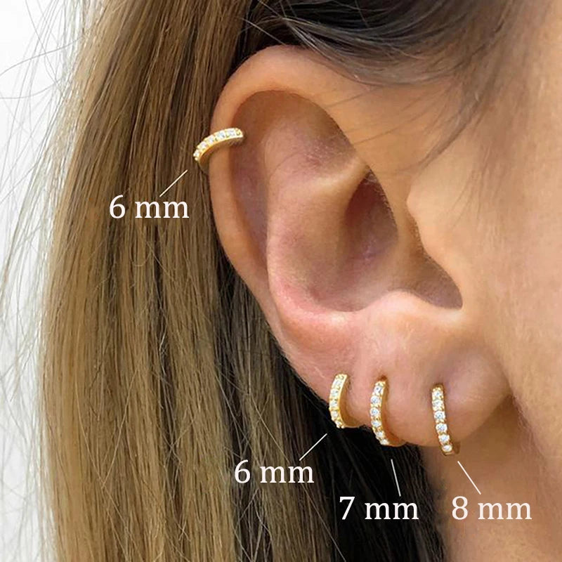 Small Gold Hoop Earrings with Crystals