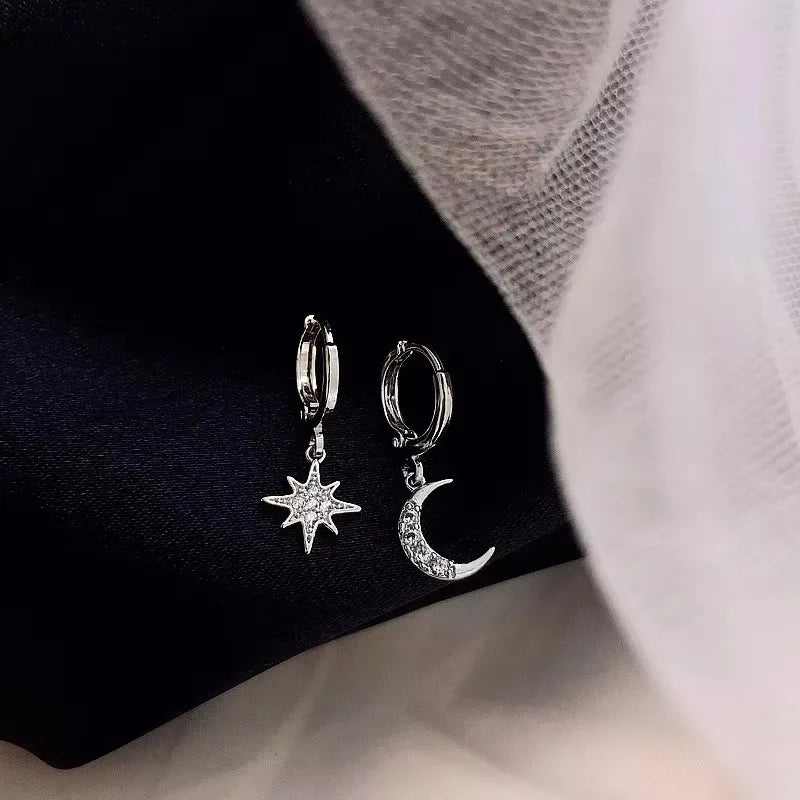 Minimalist Silver Star Tassel Chain Earrings