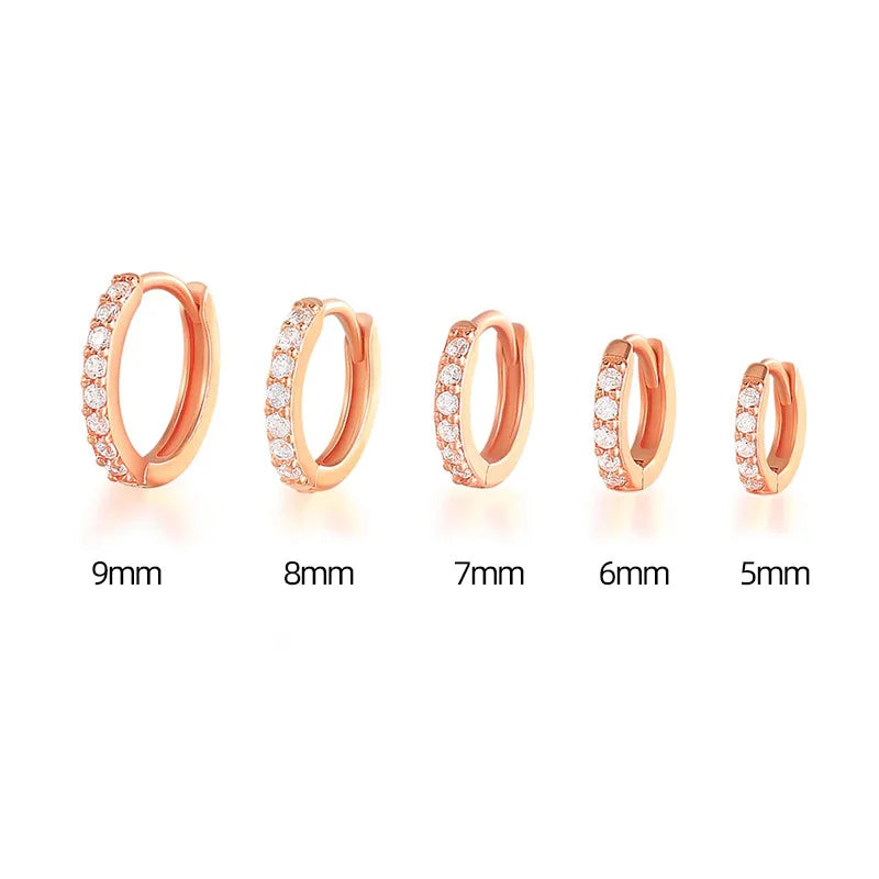 Small Gold Hoop Earrings with Crystals