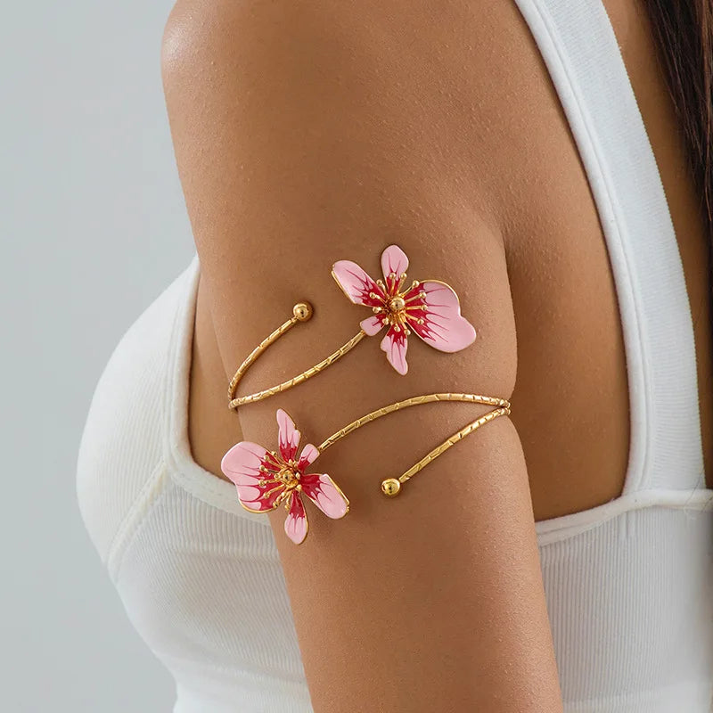 Boho Enamel Flower Open Armlet