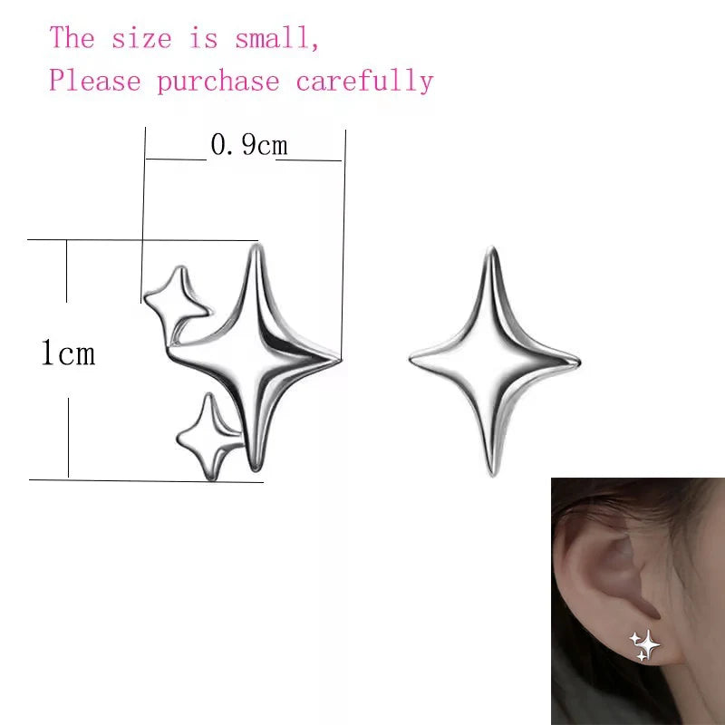 Minimalist Silver Star Tassel Chain Earrings