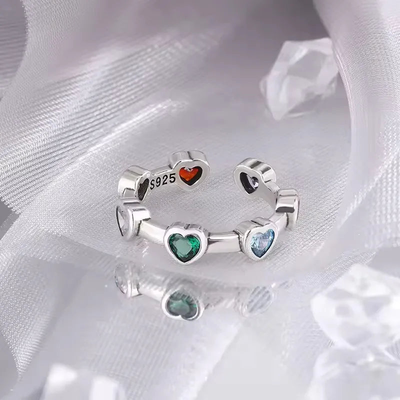 Korean Style Silver Heart Stackable Ring
