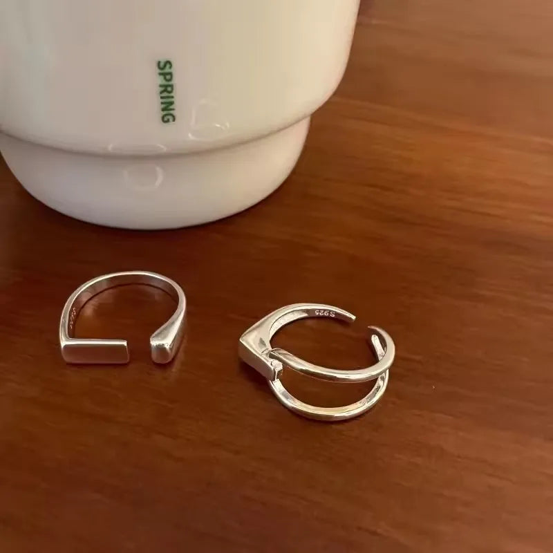 Punk Hollow Line Sterling Silver Ringtable  Jewelry