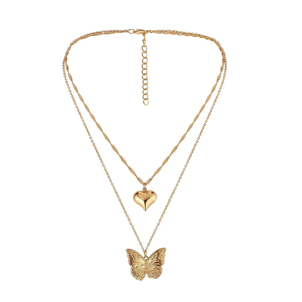 Vintage Gold Butterfly Snake Chain Choker