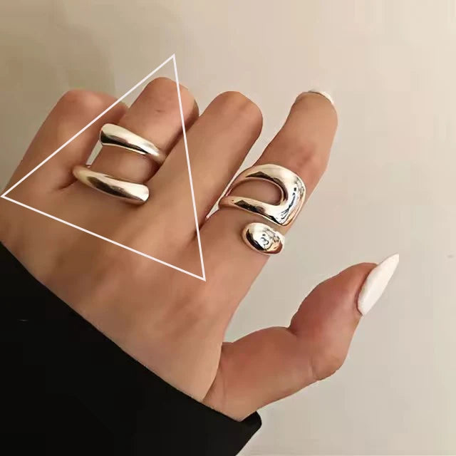 Punk Hollow Line Sterling Silver Ringtable  Jewelry