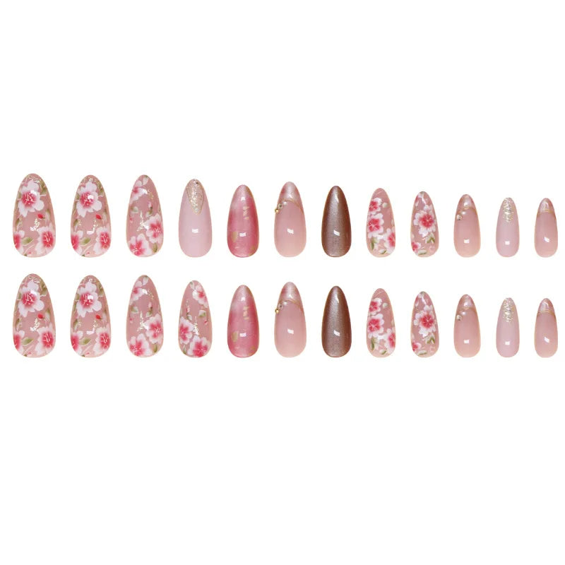 Cat-Eye Peach Blossom Nails