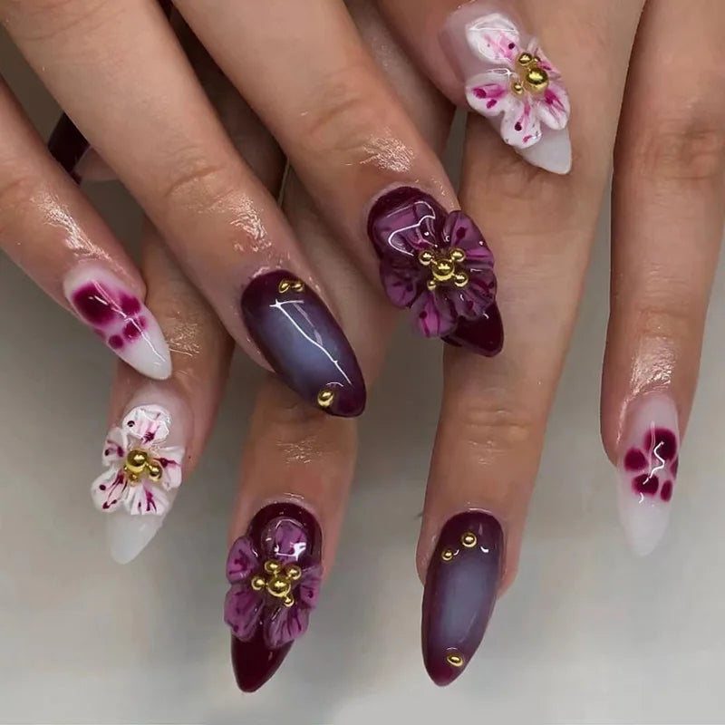 Cat-Eye Peach Blossom Nails