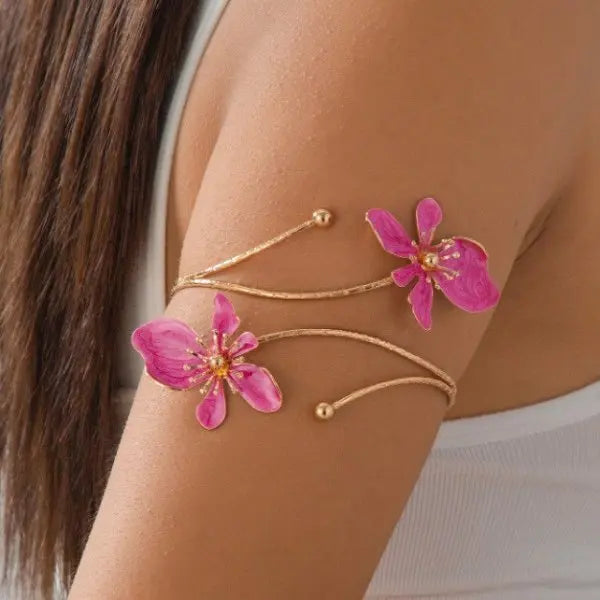 Boho Enamel Flower Open Armlet
